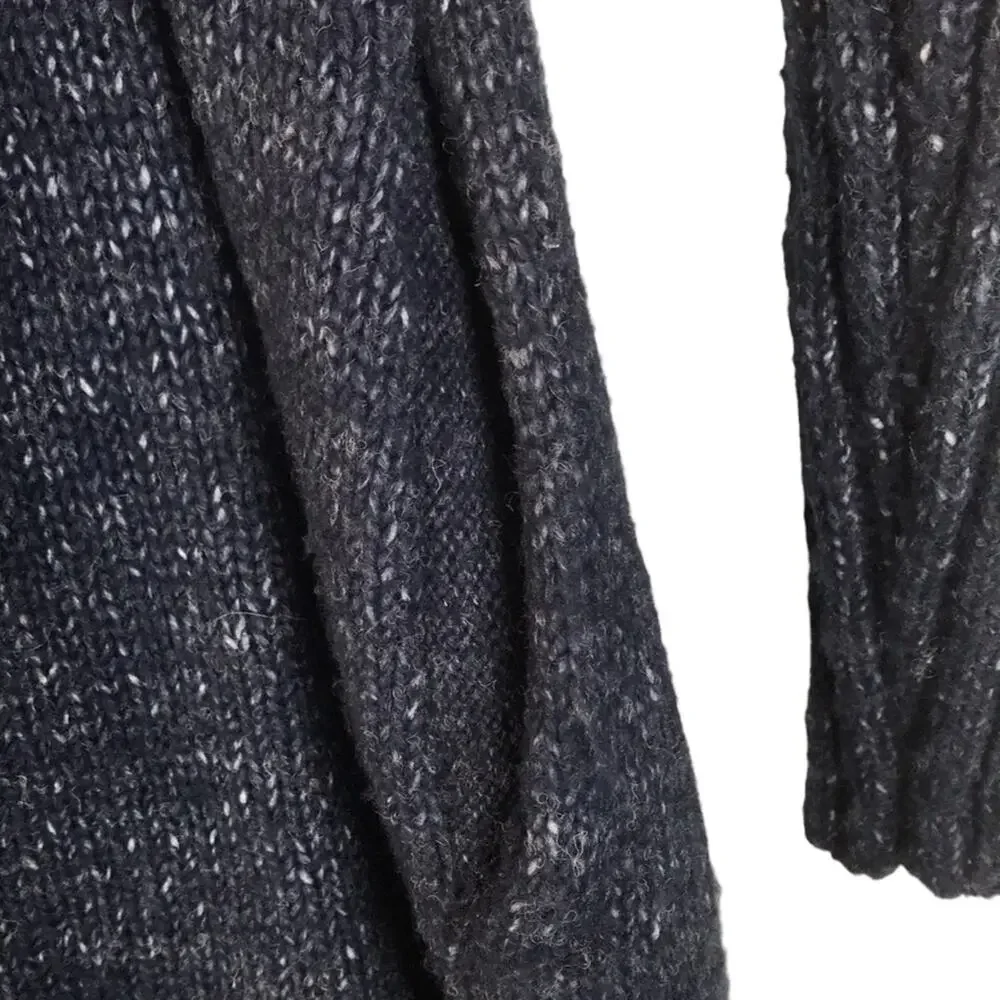 SimplyVera Vera Wang Knit Cardigan Tie Waist Sweater Pockets Marled Navy Large - Picture 10 of 15